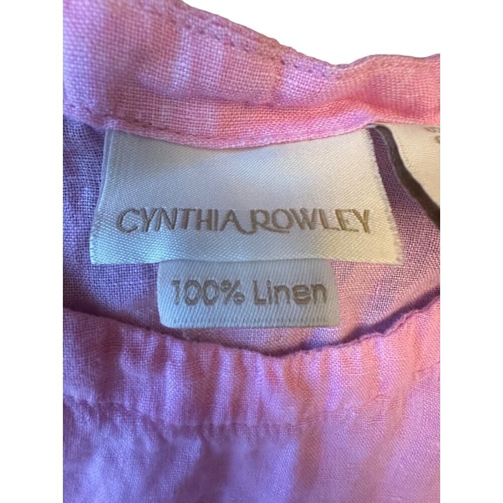 Cynthia‎ Rowley Pink 100% Linen T Shirt Button Detail Size Large - Picture 3 of 5